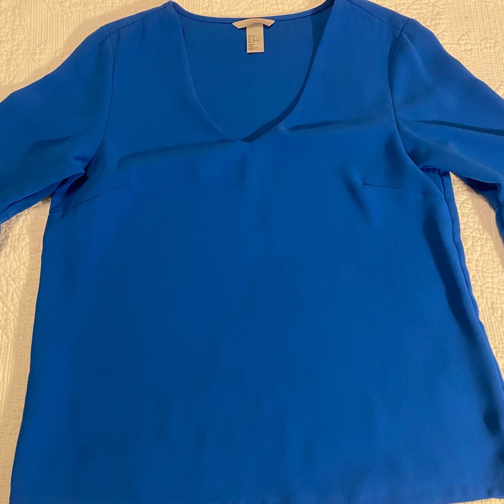 Royal blue blouse with bell sleeves